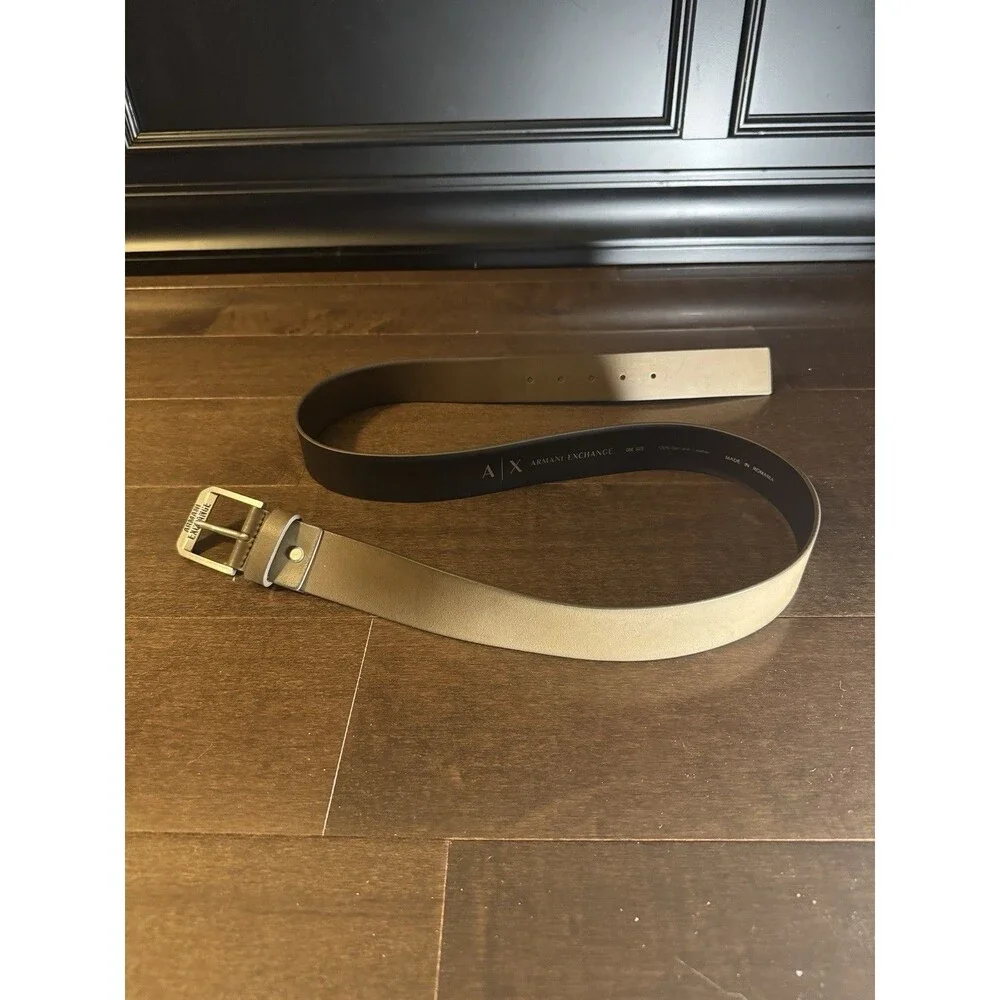 Armani Exchange A|X Genuine Leather Brown Belt One Size XL Made Romania